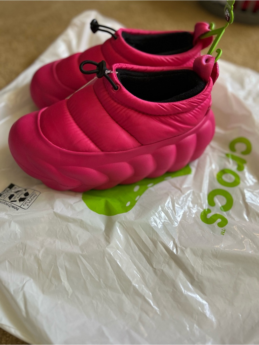 CROCS Puffy Slip-On Clog in Hot Pink